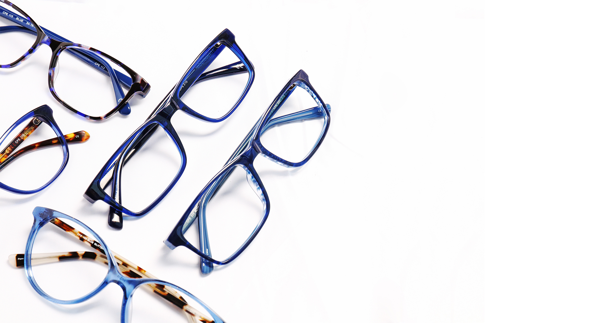 3 pairs of blue frames