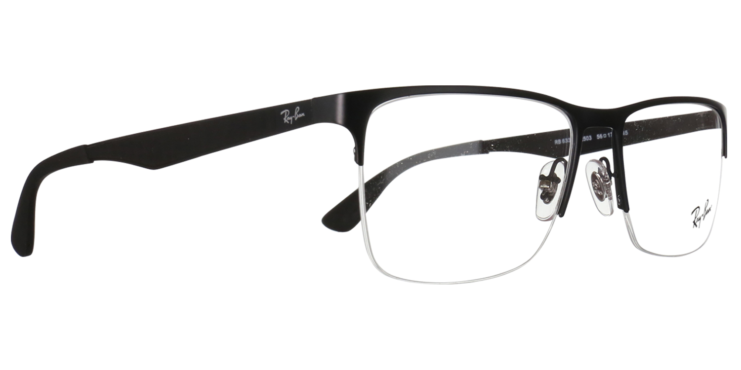 Ray-Ban Black Semi-Rimless Glasses RB6335 OPTICS unisex Eyeglasses Ray-Ban RB6335 Optics | Free Shipping | Glasses.com® main image 4